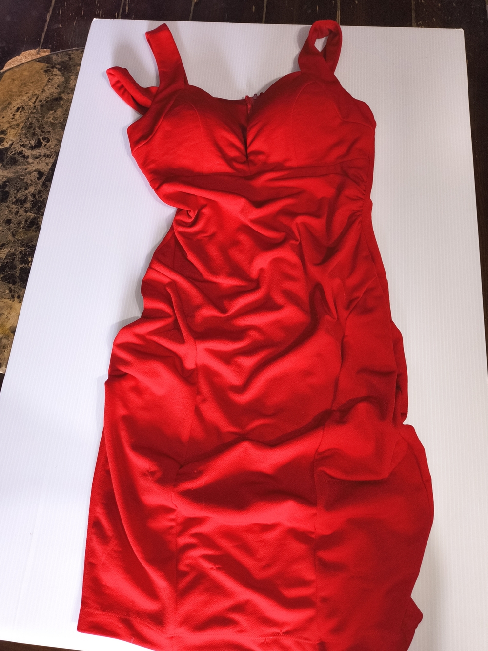 Honey & Rosie Red Ruched Bodycon Cocktail Dress - Size M